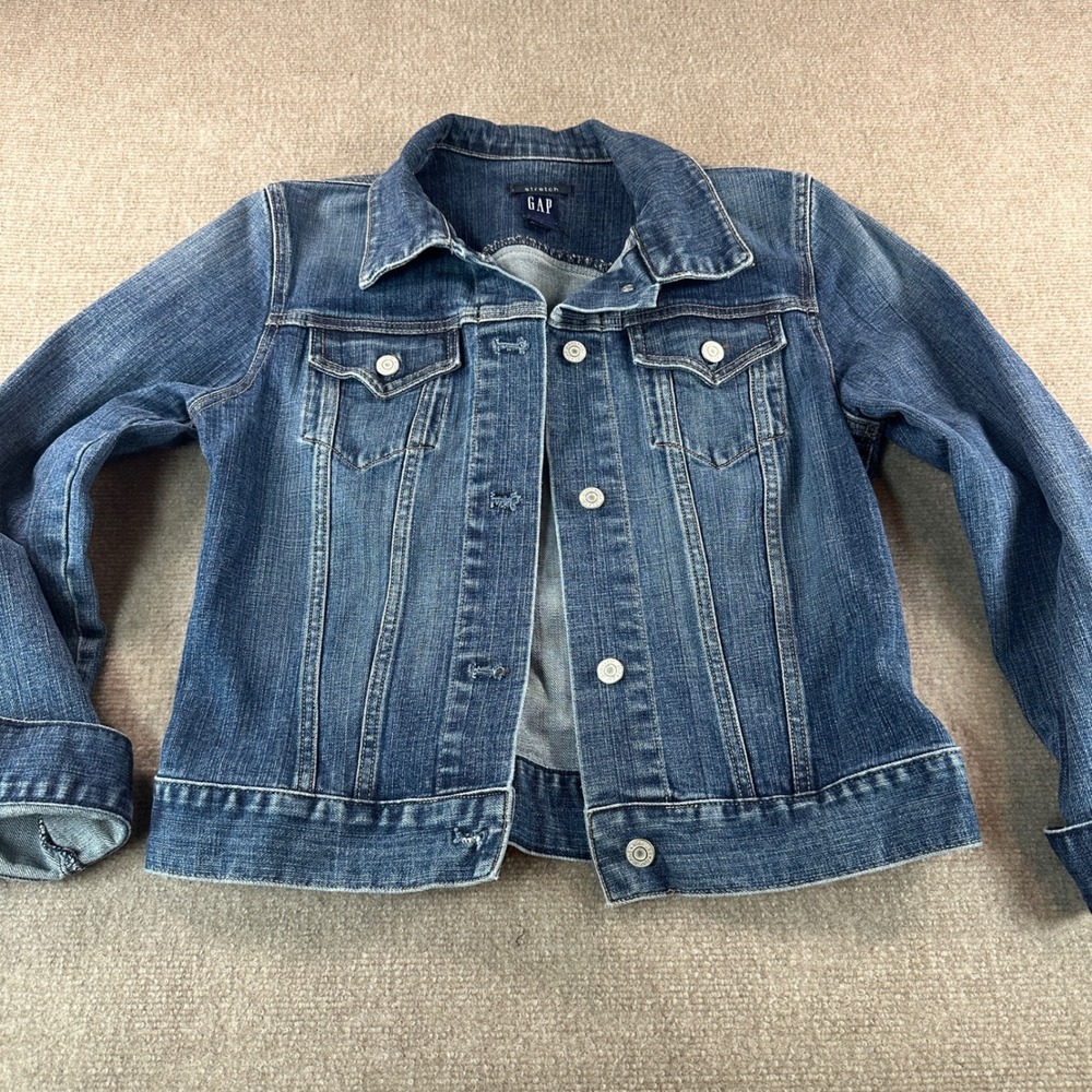 GAP Womens Medium Wash Stretch Denim Trucker Jacket Size M RN 54023